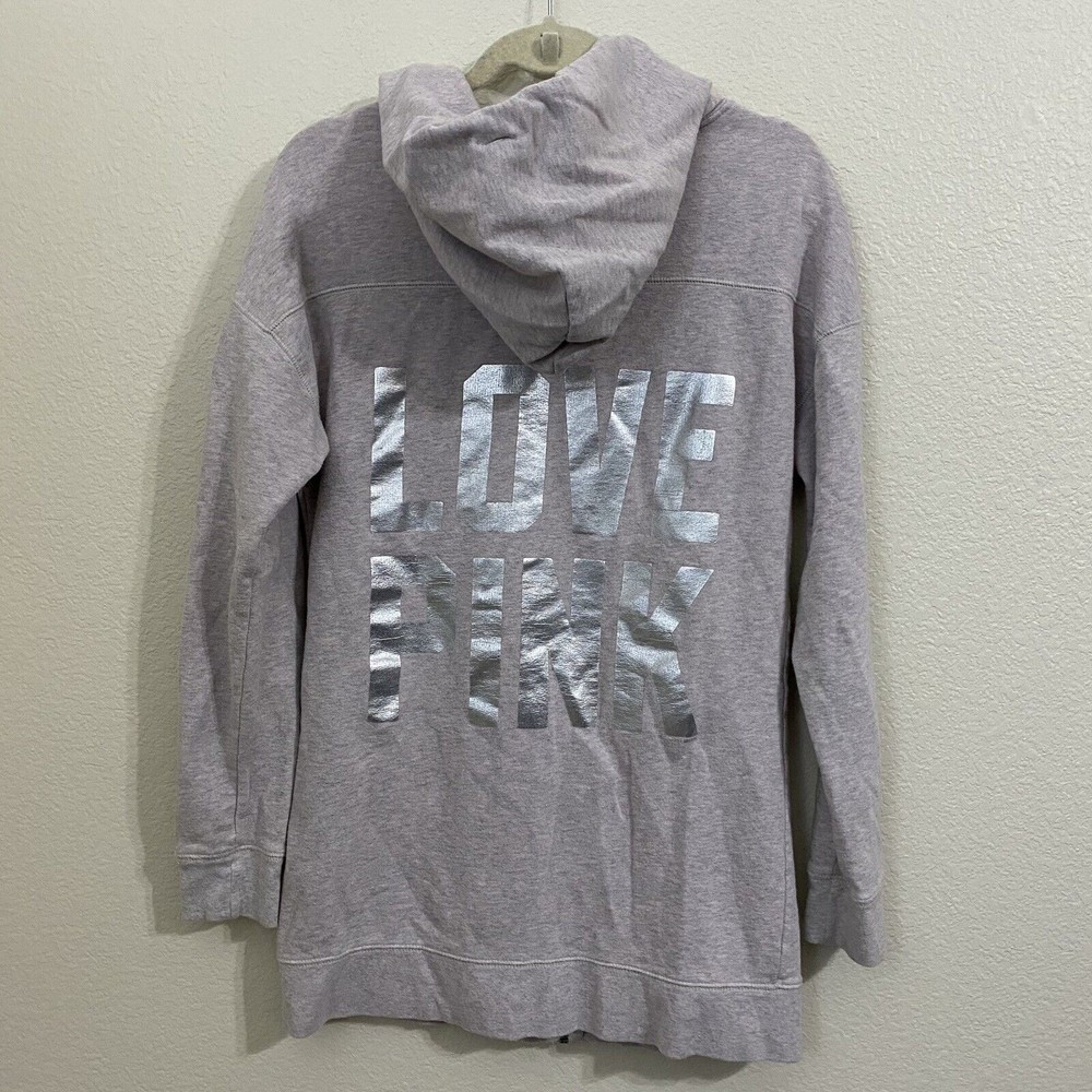 Pink Victoria's Secret Womens Sweater Jacket Size M Hoodie Full Zip Flaw